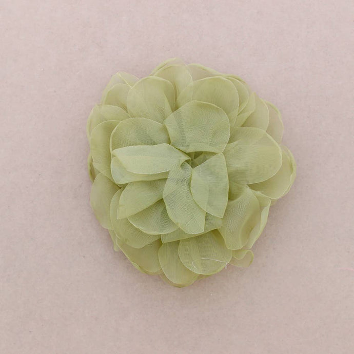 BROCHE FLOR TELA 14CM: Verde Oliva