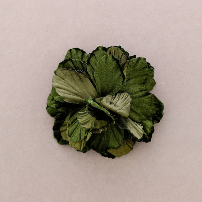 BROCHE FLOR TERCIOPELO OLIVA